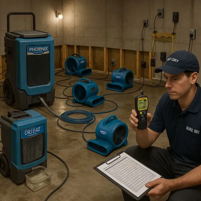Structural Drying and Dehumidification process in Sky Valley, CA